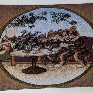 Cat Placemat set of 4 Kitty Kitten Tapestry Vintage